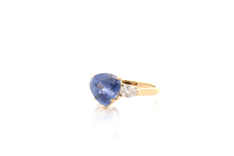 Bague 51 Bague saphir de Ceylan 6,92 ct et diamants en or jaune 18k 58 Facettes 26791-26644