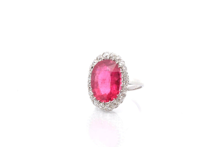Bague 53 Bague tourmaline 10,87 ct et diamants en platine 58 Facettes 25878-26585