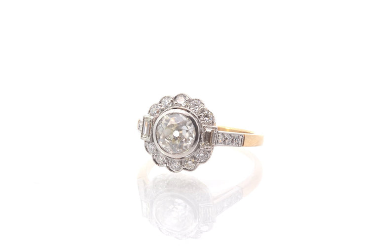 Bague 53 Bague vintage en or 18k et platine avec diamants 58 Facettes 25714 25579