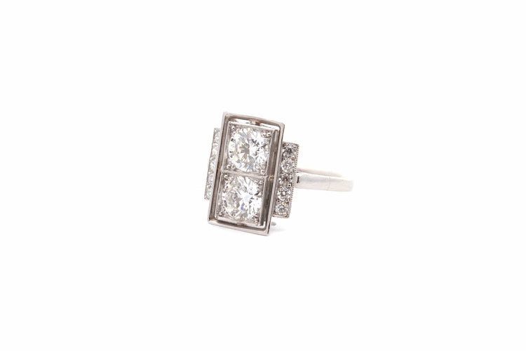 Bague 54 Bague vintage en platine et or 18k avec diamants 58 Facettes 26483-26556