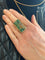 Bague 52 Bague rectangulaire en or jaune dépoli 18 carats avec émeraude quartz 58 Facettes B147