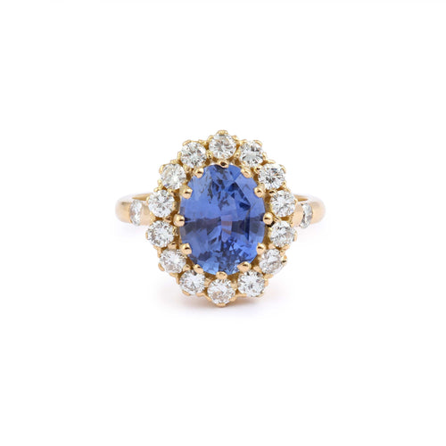 Bague 53 Bague Pompadour - Saphir de Ceylan 3,55 ct en or jaune 18 carats 58 Facettes BSA107