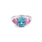 Bague 53 Bague trilogie en or gris 18k avec pierre bleue et saphirs roses 58 Facettes B385
