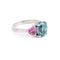 Bague 53 Bague trilogie en or gris 18k avec pierre bleue et saphirs roses 58 Facettes B385