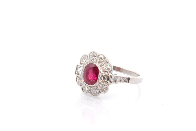 Bague 53 Bague en platine avec émeraude et diamants style Art déco 58 Facettes 25160