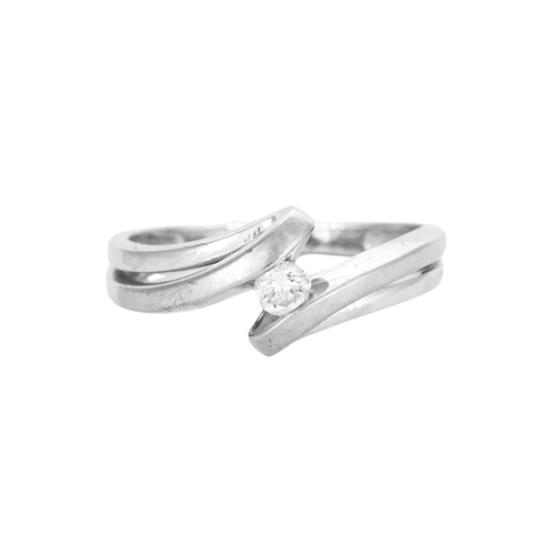 Bague 53 Bague joncs croisés or gris et diamant 58 Facettes GU44