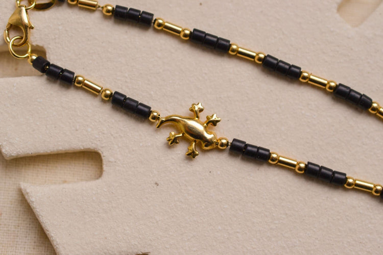 Bracelet Bracelet lézard et perles de rocailles en or jaune 58 Facettes Ref2964