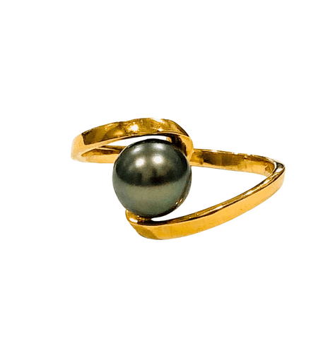 Bague 54 Bague perle de Tahiti or jaune 58 Facettes