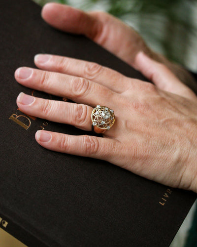 Bague 52 Bague dôme « Constellation » en or rose et diamants 58 Facettes C2188