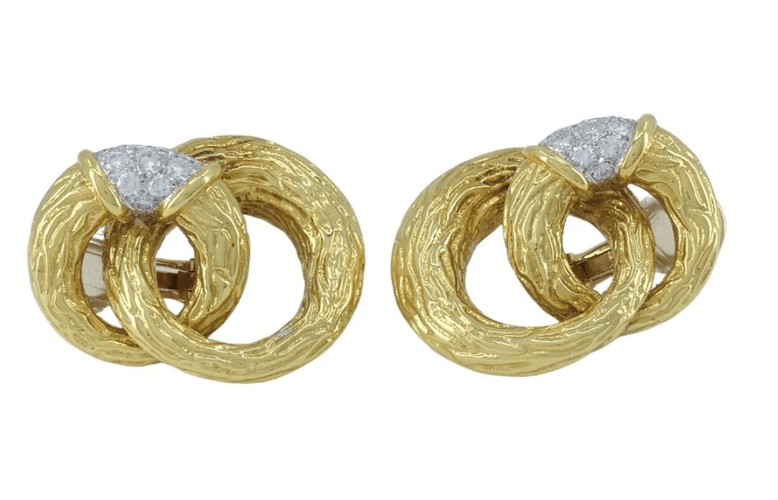 Boucles d'oreilles BOUCHERON - Clips d'oreilles Or Jaune, Platine et Diamants 58 Facettes