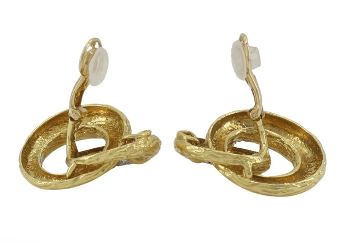 Boucles d'oreilles BOUCHERON - Clips d'oreilles Or Jaune, Platine et Diamants 58 Facettes