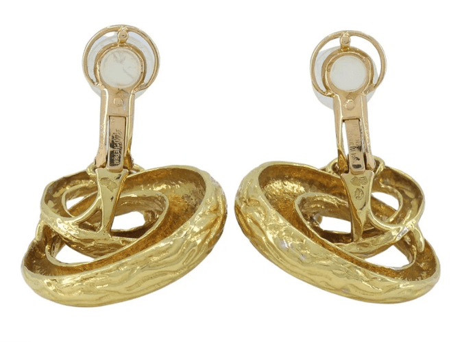 Boucles d'oreilles BOUCHERON - Clips d'oreilles Or Jaune, Platine et Diamants 58 Facettes