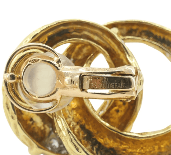 Boucles d'oreilles BOUCHERON - Clips d'oreilles Or Jaune, Platine et Diamants 58 Facettes