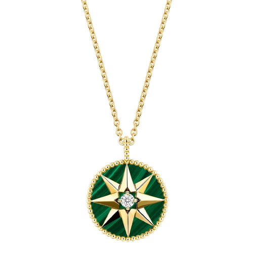 Collier Dior Rose des Vents - Collier moyen modèle en or jaune, malachite et diamant 58 Facettes BS202