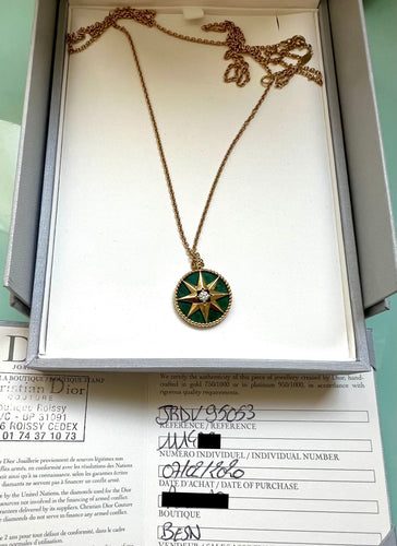 Collier Dior Rose des Vents - Collier moyen modèle en or jaune, malachite et diamant 58 Facettes BS202