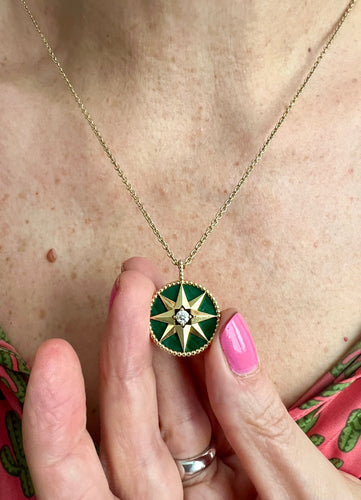 Collier Dior Rose des Vents - Collier moyen modèle en or jaune, malachite et diamant 58 Facettes BS202