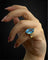Bague 53 Bague - Topaze bleue taille marquise et diamants en or jaune 18 carats 58 Facettes