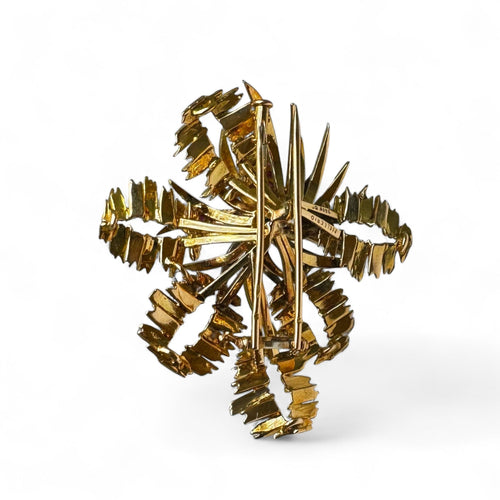 Broche Mellerio - Broche en or jaune 18k et émeraudes, rubis, diamants 58 Facettes