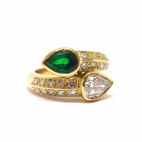 Bague 50 Bague Toi & Moi émeraude & diamants 58 Facettes