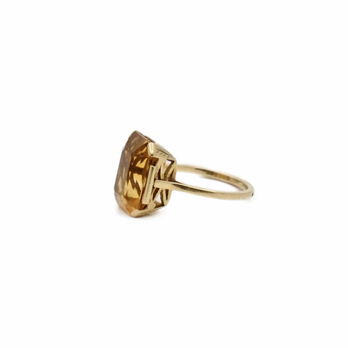 Bague 53 Bague citrine taille émeraude en or jaune 18K 58 Facettes REF2373-95