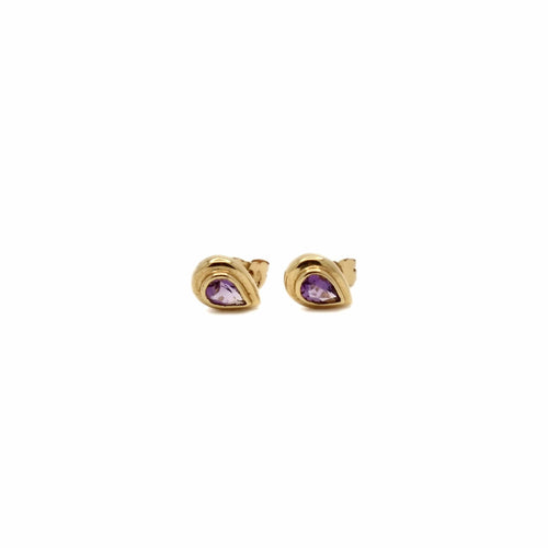 Boucles d'oreilles Clous d’oreilles goutte en or jaune 18K et améthystes 58 Facettes REF24063-226