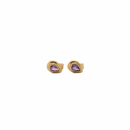 Boucles d'oreilles Clous d’oreilles goutte en or jaune 18K et améthystes 58 Facettes REF24063-226