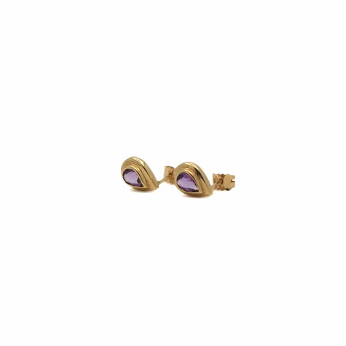Boucles d'oreilles Clous d’oreilles goutte en or jaune 18K et améthystes 58 Facettes REF24063-226