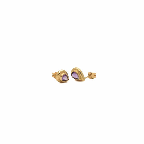 Boucles d'oreilles Clous d’oreilles goutte en or jaune 18K et améthystes 58 Facettes REF24063-226