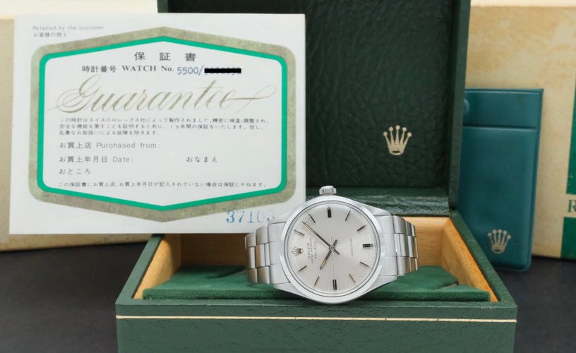 Montre Rolex Air-King Precision - Montre acier réf. 5500 (1973) avec boîte et papiers 58 Facettes ROL/AIK/199
