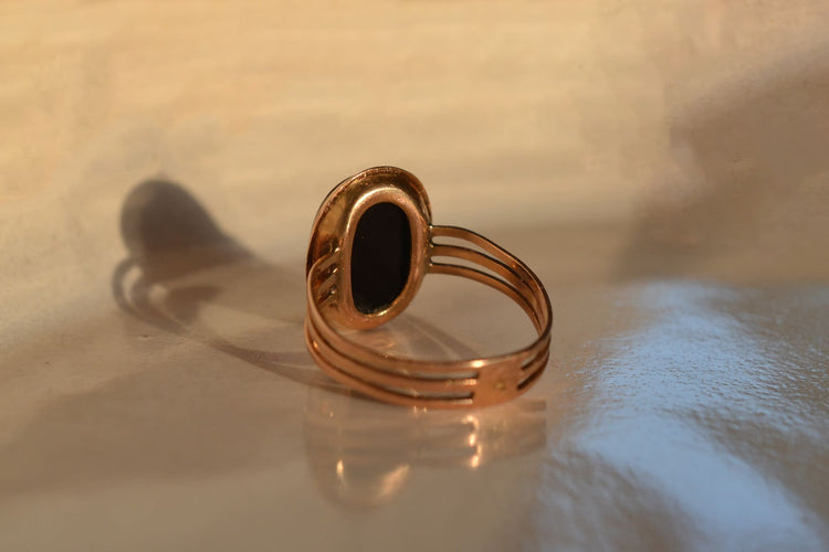 Bague 62 Bague plaque d’agate en or jaune 58 Facettes Ref2204