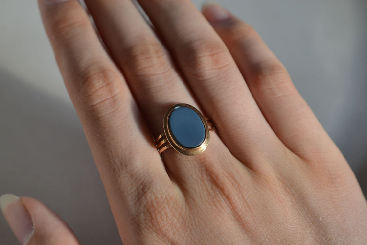Bague 62 Bague plaque d’agate en or jaune 58 Facettes Ref2204