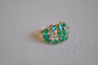 Bague 54 Bague vintage en or jaune 14K avec émeraudes et diamants 58 Facettes