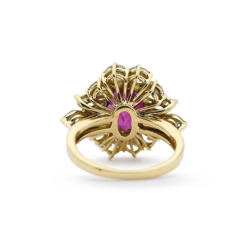 Bague Bague en or 18 kt avec rubis thaï 3,24 ct et diamants 58 Facettes 17890