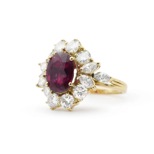 Bague Bague en or 18 kt avec rubis thaï 3,24 ct et diamants 58 Facettes 17890