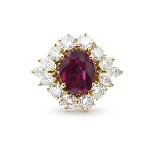 Bague Bague en or 18 kt avec rubis thaï 3,24 ct et diamants 58 Facettes 17890