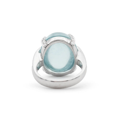 Bague Bague en or blanc 18 ct avec aigue-marine 18,5 ct et diamants 0,40 ct 58 Facettes 17675