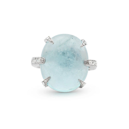 Bague Bague en or blanc 18 ct avec aigue-marine 18,5 ct et diamants 0,40 ct 58 Facettes 17675