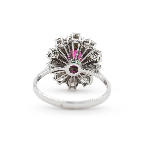 Bague Bague en or blanc 18 ct avec rubis du Cambodge 1,0 ct et diamants 58 Facettes 8404