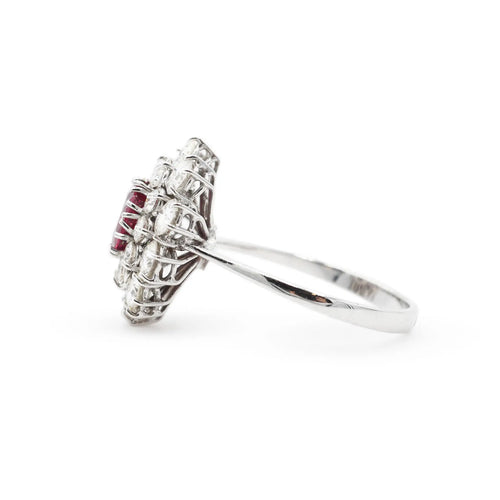 Bague Bague en or blanc 18 ct avec rubis du Cambodge 1,0 ct et diamants 58 Facettes 8404