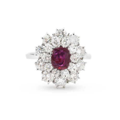 Bague Bague en or blanc 18 ct avec rubis du Cambodge 1,0 ct et diamants 58 Facettes 8404