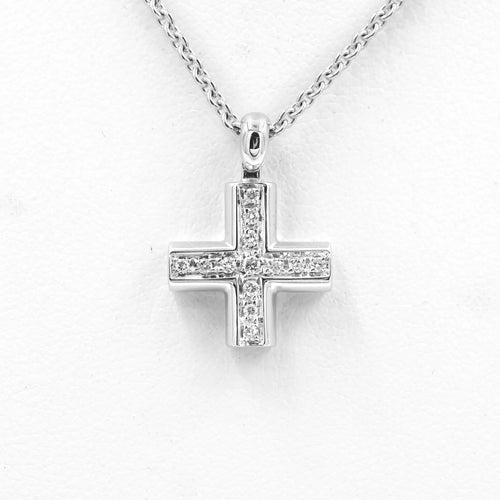 Collier Bulgari - Collier croix en or blanc 18 ct et diamants 58 Facettes 16211