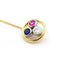 Broche Broche en or jaune et or blanc 18 ct avec diamant, saphir et rubis 58 Facettes 22187