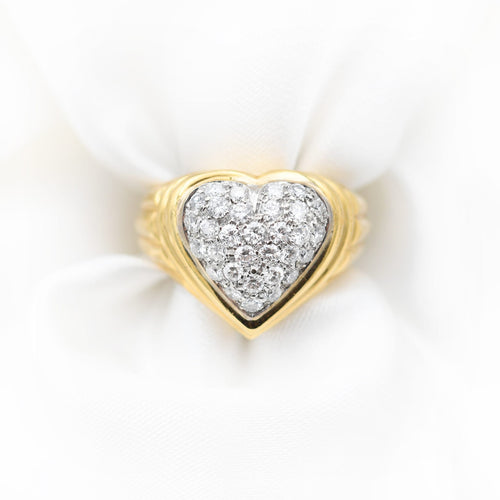 Bague Repossi - Bague cœur en or jaune 18 ct et diamants 0,64 ct 58 Facettes 22038