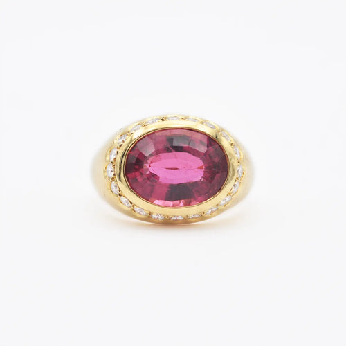 Bague Bague en or jaune 18 ct avec rubellite et diamants 58 Facettes 16915