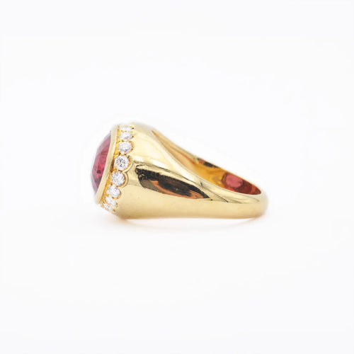 Bague Bague en or jaune 18 ct avec rubellite et diamants 58 Facettes 16915