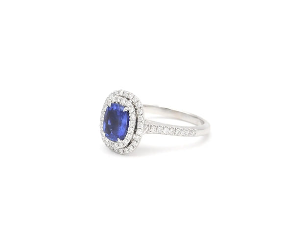 Bague 55 Crivelli - Bague en or blanc 18 carats avec saphir de Ceylan et diamants 58 Facettes 14298