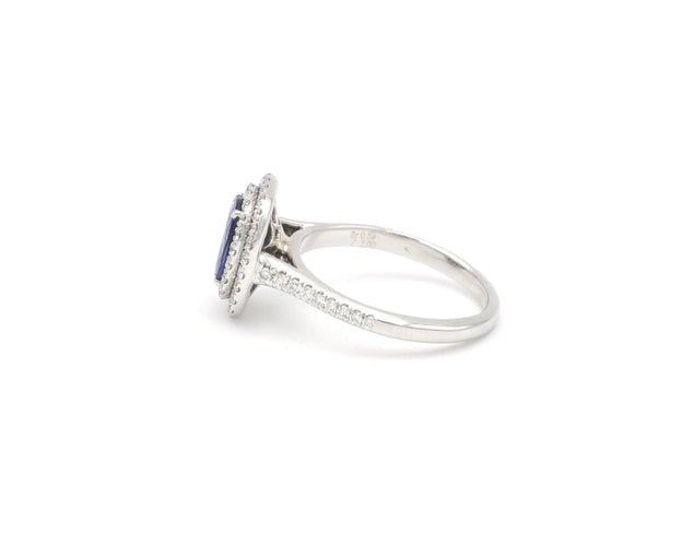 Bague 55 Crivelli - Bague en or blanc 18 carats avec saphir de Ceylan et diamants 58 Facettes 14298