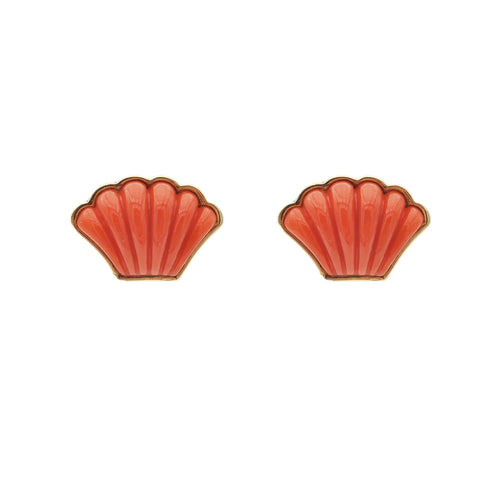 Boucles d'oreilles MOMO - Boucles d’oreilles coquillage en or jaune 18 carats et corail 58 Facettes 17808