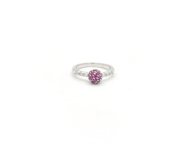 Bague Favero - Bague en or blanc 18 carats avec rubis et diamants 58 Facettes 14458
