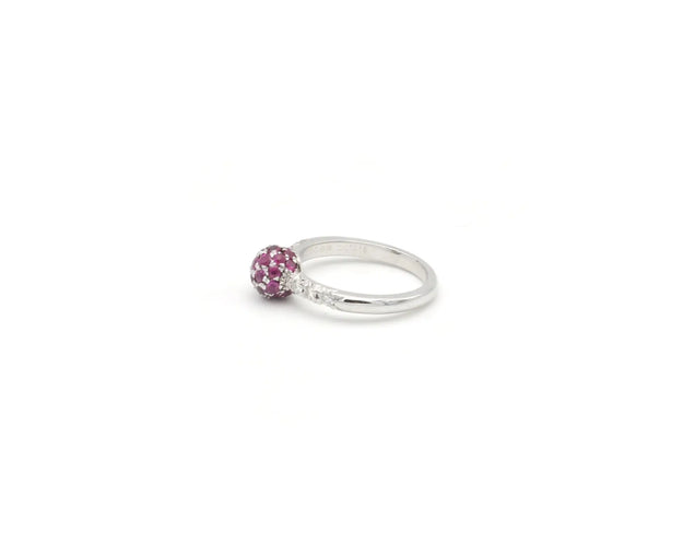 Bague Favero - Bague en or blanc 18 carats avec rubis et diamants 58 Facettes 14458